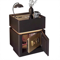 Table de chevet intelligente minimaliste moderne avec coffre-fort en acier dissimulé et chargeur sans fil