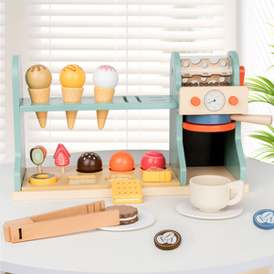 Juego de simulación para niños, <span class=keywords><strong>juguete</strong></span> de helado de simulación, máquina de café de madera, <span class=keywords><strong>cafetera</strong></span> de <span class=keywords><strong>juguete</strong></span> - Product Image 1
