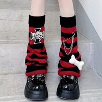 Chaussettes-chaussettes amples mi-mollet pour femme, tricotées rayées en polyester, pour l'automne, accessoire de mode, chaussettes chaudes et décontractées
