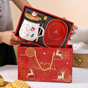 Coffret cadeau de Noël créatif, tasse en céramique faite à la main, logo personnalisé imprimé UV, ensemble de thé personnalisé avec Père Noël - Product Image 3