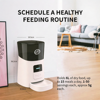 Distributeur automatique de nourriture pour animaux WiFi P005-6L, design moderne et robuste, contrôle par application, 15 repas par jour, enregistrement vocal, alarme de faible niveau de nourriture