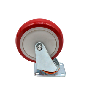 मध्यम शुल्क 75 मिमी 100 मिमी 125 मिमी लाल पॉलीयूरेथेन पु ट्रोली स्विवेल कैस्टर व्हील 3 4 5 इंच - Product Image 6