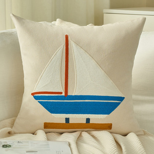 Algodón bordado océano <span class=keywords><strong>Coco</strong></span> árbol <span class=keywords><strong>cangrejo</strong></span> tiro 17,7*17,7 pulgadas almohada decorativa fundas de cojines - Product Image 5