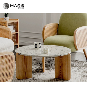 Restaurante moderno Mesa de comedor Café Real Terrazo Piedra Café Mesa de comedor redonda - Product Image 5