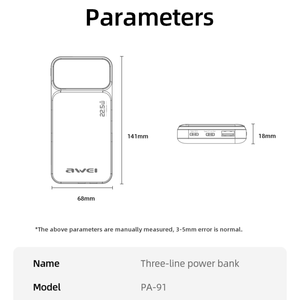 <span class=keywords><strong>AWEI</strong></span> <span class=keywords><strong>พา</strong></span><span class=keywords><strong>ว</strong></span><span class=keywords><strong>เวอร์</strong></span><span class=keywords><strong>แบงค์</strong></span> 10000mAh 20W PD ชาร์จเร็<span class=keywords><strong>ว</strong></span> พร้อมไฟแสดงสถานะ สายชาร์จในตั<span class=keywords><strong>ว</strong></span>แบบ USB-C - Product Image 5