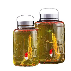 Jarra de Vino de Vidrio Grueso con Grifo, Gran Capacidad, Forma Cilíndrica, Tapa Metálica para Almacenamiento Doméstico - Product Image 5