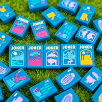 Tuiles de Mahjong Personnalisées de Luxe Sculptées Vert Bleu Parc National, Tuiles de Mahjong Américaines en Acrylique à Couche Unique Style Sauvage
