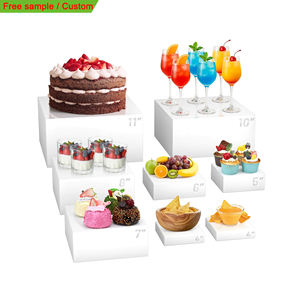 10x10cm Acrylic Buffet Base Cube Stackable White Wedding Party Display Platform Nesting <strong>Risers</strong> Square Lucite Food Pedestal <strong>Box</strong> - Product Image 1