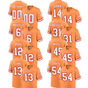 Jersey American Football Custom Tampa Bay Oranye Throwback, Bordir Jahit, Seragam Anak, Pakaian Olahraga dengan Logo - Product Image 1