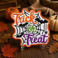 Patchs brodés personnalisés Halloween Trick or Treat à thermocoller, appliques à presser à chaud, prix de gros, livraison rapide