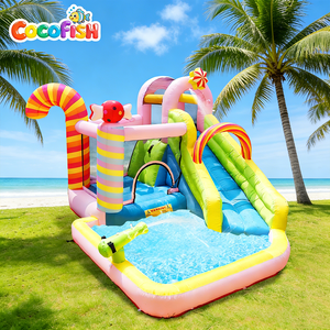 Parc aquatique gonflable à thème Cocofish Candy, château gonflable, trampoline pour enfants, fête et été - Product Image 1