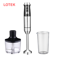 Mixeur Plongeant Électrique Multifonctionnel avec Commande par Bouton Poussoir, Lames en Acier Inoxydable, 21 Vitesses Variables