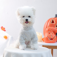 Pull confortable pour animaux de compagnie pour l'hiver et Noël, en acrylique, rayé rouge et vert, costume de fête pour chiots et chatons