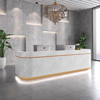 Meubles de bureau en gros, bureau de réception moderne minimaliste blanc laqué, comptoir de réception, comptoir de bar avant pour studio d'influenceurs