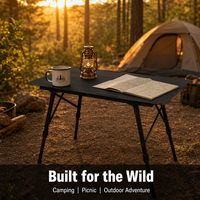 Table de camping pliable en aluminium à trois planches, gain de place, pieds réglables et extensibles pour les voyages, le camping et l'extérieur