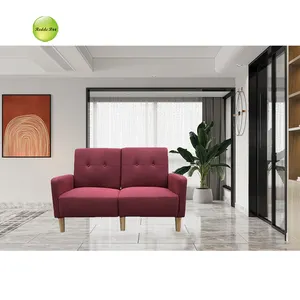 Moderne billige französische Land Erwachsene Leinen rote Couch und Sessel Wohnzimmer Sofa einfachen Design-Stil