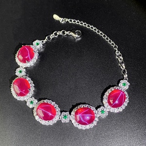 Wholesale Collections Eco-friendly Copper Trendy Contemporary Style 10*12mm <b>Red</b> Corundum Zircon <b>Bracelet</b> for Women - Product Image 4