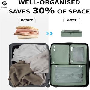 <span class=keywords><strong>ECOHUB</strong></span> Modernas Bolsas de Compresión de Malla de 7 Piezas, 10-20L, Transpirables, Ahorro de Espacio, Materiales Reciclados, Cierres YKK, Azul Oscuro, para Ropa - Product Image 3