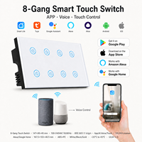 Interruptor de Pared Táctil Estándar Tuya de 8 Canales Personalizado, Control de Encendido/Apagado y Temporizador para Hogar Inteligente, Compatible con Control por Voz Alexa y Google Home