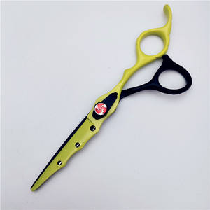 Ciseaux à cheveux Jc de 6 pouces, ciseaux à effiler, lame standard, usage beauté, pour droitiers, en acier inoxydable, peinture noire et jaune - Product Image 3