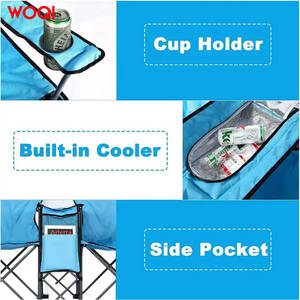 Chaise de plage pliable double Woqi avec parasol, tissu Oxford bleu ciel, chaise longue de plage - Product Image 5