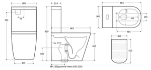 WC à deux pièces MWD WaterMark à <span class=keywords><strong>prix</strong></span> bas, toilettes en céramique, toilettes modernes pour salle de bain, à poser contre le mur, 450 mm - Product Image 4