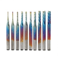 Fraise à queue simple RUIMENG en carbure de tungstène avec revêtement nano bleu, pour routeur CNC, HRC, sans direction de coupe, pour PCB, moules et plastique