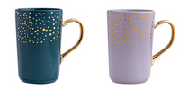 Ensemble de tasses de noël avec Logo personnalisé, larges tasses à café, en céramique, à bord doré