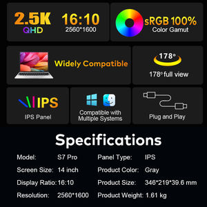 Vente chaude prix de gros Version élargie 2.5K 16:<span class=keywords><strong>10</strong></span> Double câble pour deux écrans portables Triple moniteur d'ordinateur portable - Product Image 3