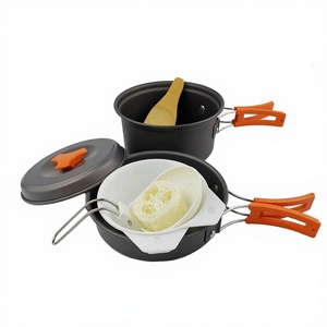 Guanglu Outdoor Cookware Set 1-2L <b>Nonstick</b> Portable Camping <b>Pot</b> With Lid And Spoon For Hiking Travel - Product Image 1
