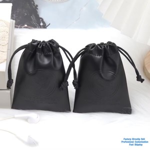 Petit sac à cordon en cuir PU, impression personnalisée en relief pour le rangement de montres, cosmétiques, bijoux, emballage en cuir PU - Product Image 2