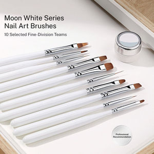 Ensemble de pinceaux à ongles OEM Moon White angulaires, poils en nylon, prise en main confortable, personnalisable pour la manucure française, la peinture de détails et les salons. - Product Image 3