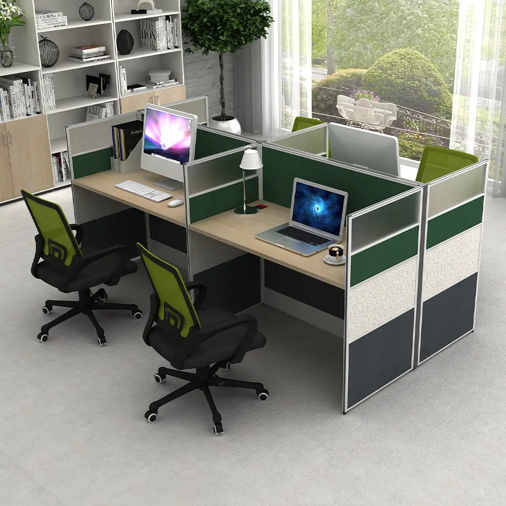 Kunden spezifische Büroraum möbel Schreibtisch Moderne Arbeits station 2/4/6/8 Person Kabine Datenschutz Bildschirm Partition Workstation Tisch