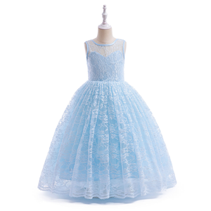 Elegante Abito da Sera Ricamato Blu Cielo 4-5 Anni, Vestito da <span class=keywords><strong>Damigella</strong></span> d'Onore Floreale in Pizzo Ricamato a Mano, Abito da Ballo Personalizzato per Bambina, Abito da Principessa per Feste - Product Image 3
