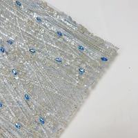 Tissu en maille brodé floral multicolore, dentelle beige brodée de fleurs, tissu pour robe, fabricant en gros sur mesure