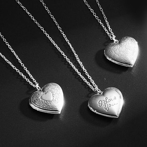 Collar con Medallón en Forma de Corazón para Sublimación, 3 Estilos, Aleación de Zinc, Colgante Personalizable con Foto Imprimible para Impresión por Transferencia de Calor, Joyería - Product Image 3