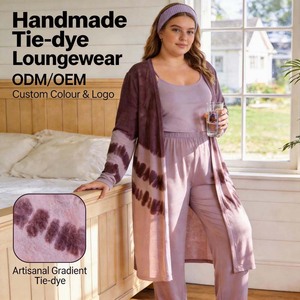 Top <span class=keywords><strong>de</strong></span> Algodón Tejido Artesanal con Tinte Tie Dye Personalizado HuaYi, con Certificación GOTS y OEKO-TEX |   Conjunto <span class=keywords><strong>de</strong></span> Ropa Casual y Pijamas para Mujer - Product Image 1