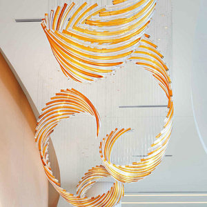 Lustre moderne en acier inoxydable en spirale, couleur or, télécommande, LED blanc chaud, hauteur réglable, grand modèle pour hall d'hôtel - Product Image 6