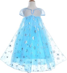 Vendita calda <span class=keywords><strong>Elsa</strong></span> principessa <span class=keywords><strong>Costume</strong></span> maniche corte abito di compleanno per bambine per 3-12 anni CrownMace accessori inclusi - Product Image 6