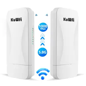 KuWFi jangkauan jauh wifi extender dual gigabit ethernet port 5.8G 5km 900mbps wifi point to point wireless cpe bridge untuk luar ruangan