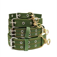 Kalung Sapi Custom HanYang, Kalung Nilon Empat Lapis Tebal, Penutup Leher dengan Rantai Gesper Logam 2 Baris untuk Sapi, Kuda, Kambing, Anjing, Unta