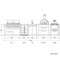 Cuisine barbecue extérieure  et station de grill pour villas Four électrique encastré sur mesure et gril en acier inoxydable