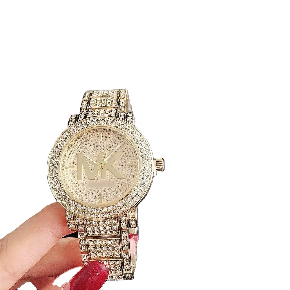 Fashion Luxury Silver Rhinestone Women's Watches Ladies Stainless Steel watch mk for woman