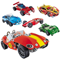 KS mainan blok bangunan logam edukasi DIY anak-anak Kit blok bangunan logam kreatif 3d mainan Model mobil balap Puzzle logam batang