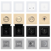 Interrupteurs et prises murales FIKO conformes aux normes européennes, panneau en verre trempé avec USB/Type-C, interrupteur et prises électriques européens pour la maison
