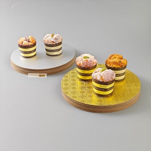 Base Redonda Gruesa para Pastel de MDF, Color Blanco, Plateado y Dorado, de Sunshine Wholesale, Apta para Alimentos, con Diseño Cuadrado, para Bodas - Product Image 3