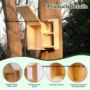 Nid suspendu en bois pour écureuils, boîte d'élevage pour animaux de jardin, mangeoire à oiseaux en bois massif, maison pour hamsters - Product Image 3