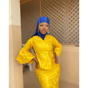 <span class=keywords><strong>Robe</strong></span> <span class=keywords><strong>Bazin</strong></span> jaune à manches longues <span class=keywords><strong>2022</strong></span>, haute qualité, nouvelle <span class=keywords><strong>robe</strong></span> <span class=keywords><strong>Bazin</strong></span> originale, longues robes pour femmes, vêtements de fête et de mariage - Product Image 4