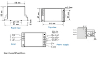 Transmisor de Señal de Entrada Analógica de 0-5VAC, 0-50VAC, 0-100VAC, 4-20mA, 0-10V, Conexión Trifásica en Riel DIN, Transductor de Voltaje CA 0.2