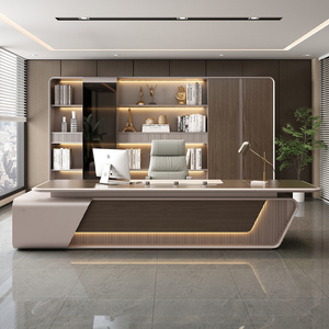 Juego de Muebles de Oficina de Lujo, Mesa y Sillas de Oficina para Jefes, Escritorio Ejecutivo Moderno de Madera, Escritorio de Computadora en Forma de L, Escritorio de Trabajo para CEO - Product Image 1